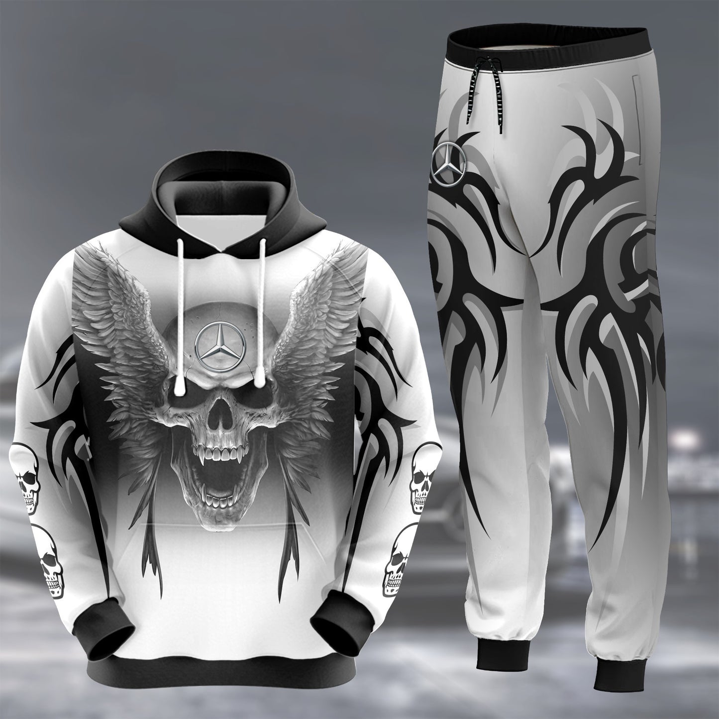 Merc Skull All over Printed Hoodie and Sweatpants set