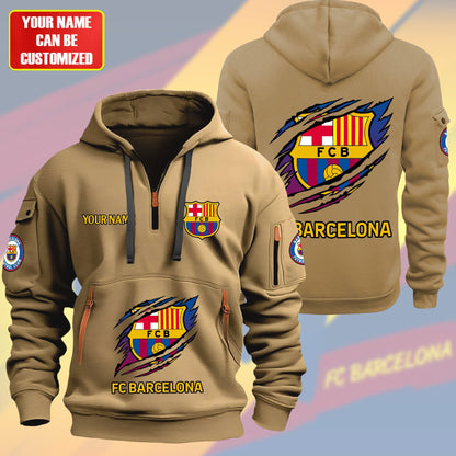 Personalized FC Barcelona Tear Zip-Hoodie Cotton Jacket