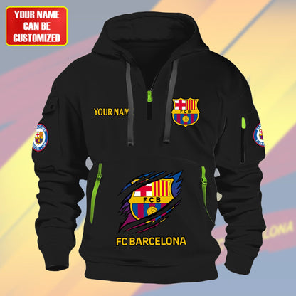 Personalized FC Barcelona Tear Zip-Hoodie Cotton Jacket