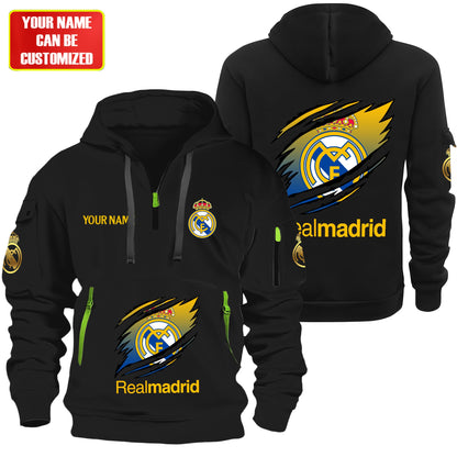 Personalized Real Madrid Tear Zip-Hoodie Cotton Jacket