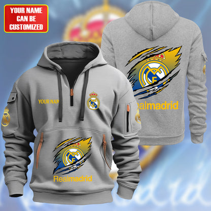 Personalized Real Madrid Tear Zip-Hoodie Cotton Jacket