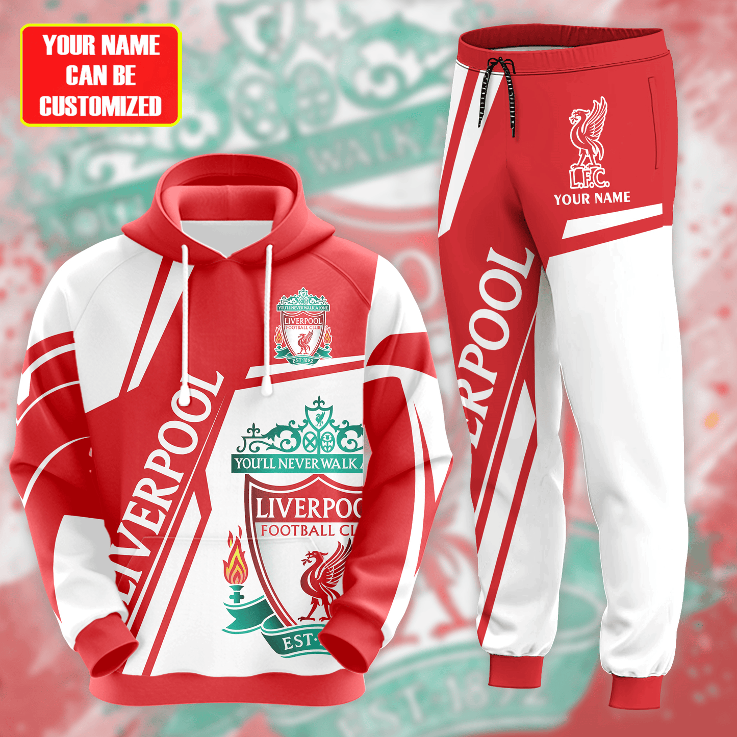 Personalized Liverpool 3D All over Printed Hoodie and Sweatpants set V6