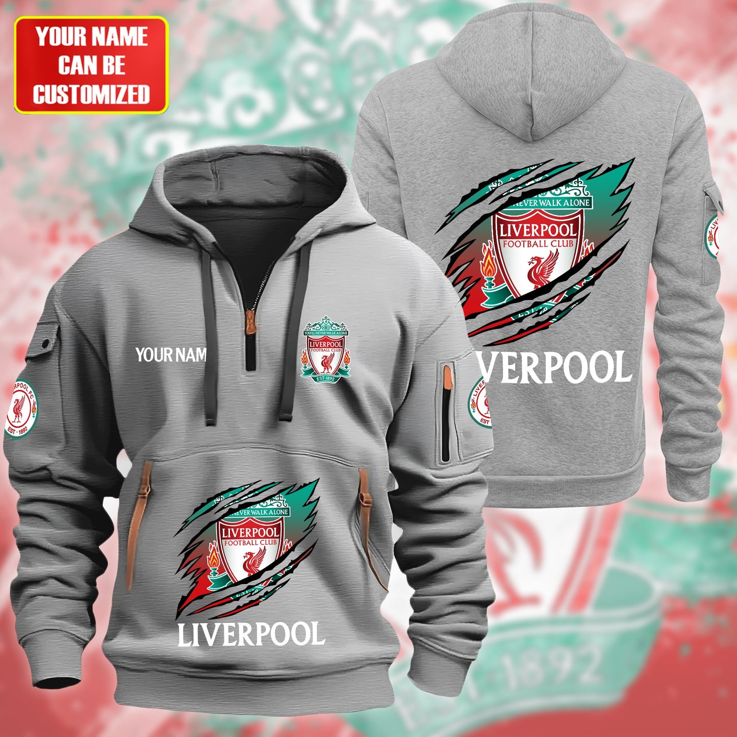 Personalized Liverpool Tear Zip-Hoodie Cotton Jacket