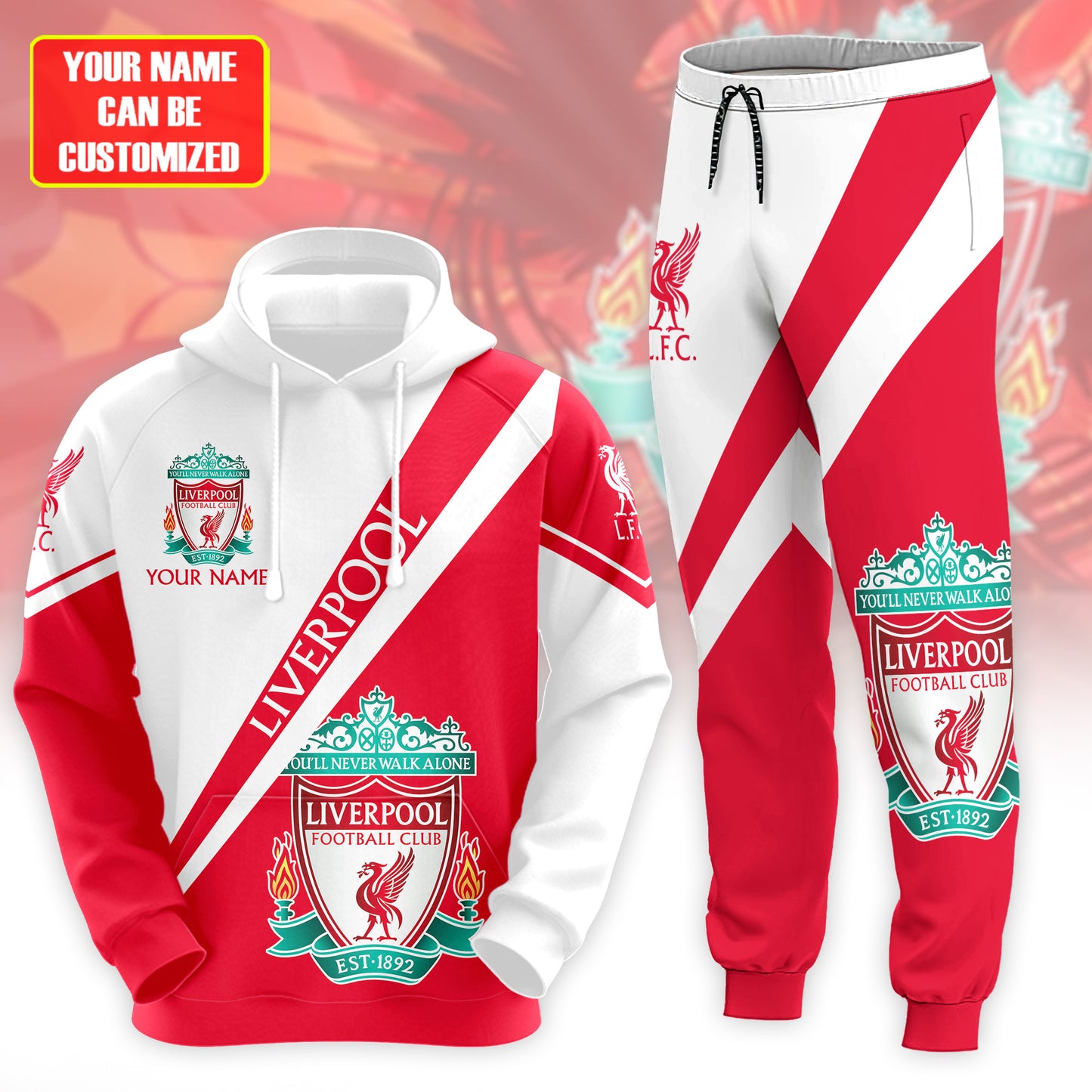 Personalized Liverpool 3D All over Printed Hoodie and Sweatpants set V7