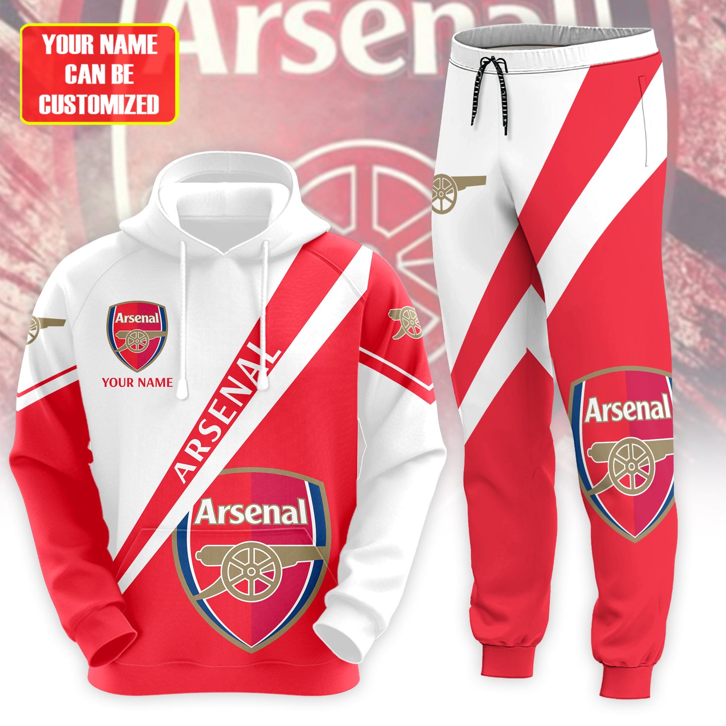 Personalized Arsenal 3D All over Printed Hoodie and Sweatpants set V7