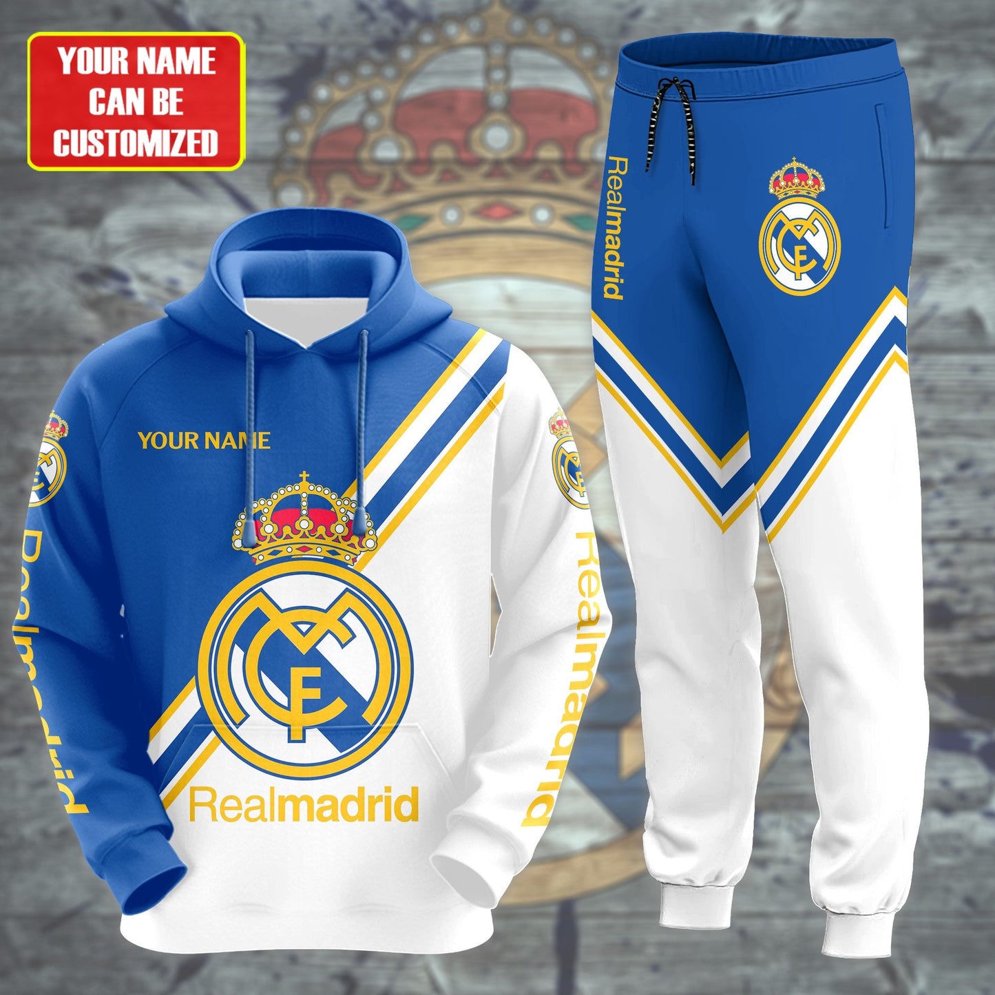Personalized Real Madrid 3D All over Printed Hoodie and Sweatpants set V5