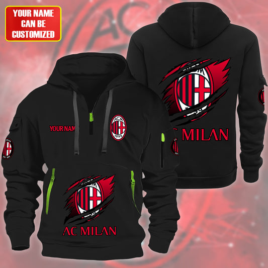 Personalized AC Milan Tear Zip-Hoodie Cotton Jacket