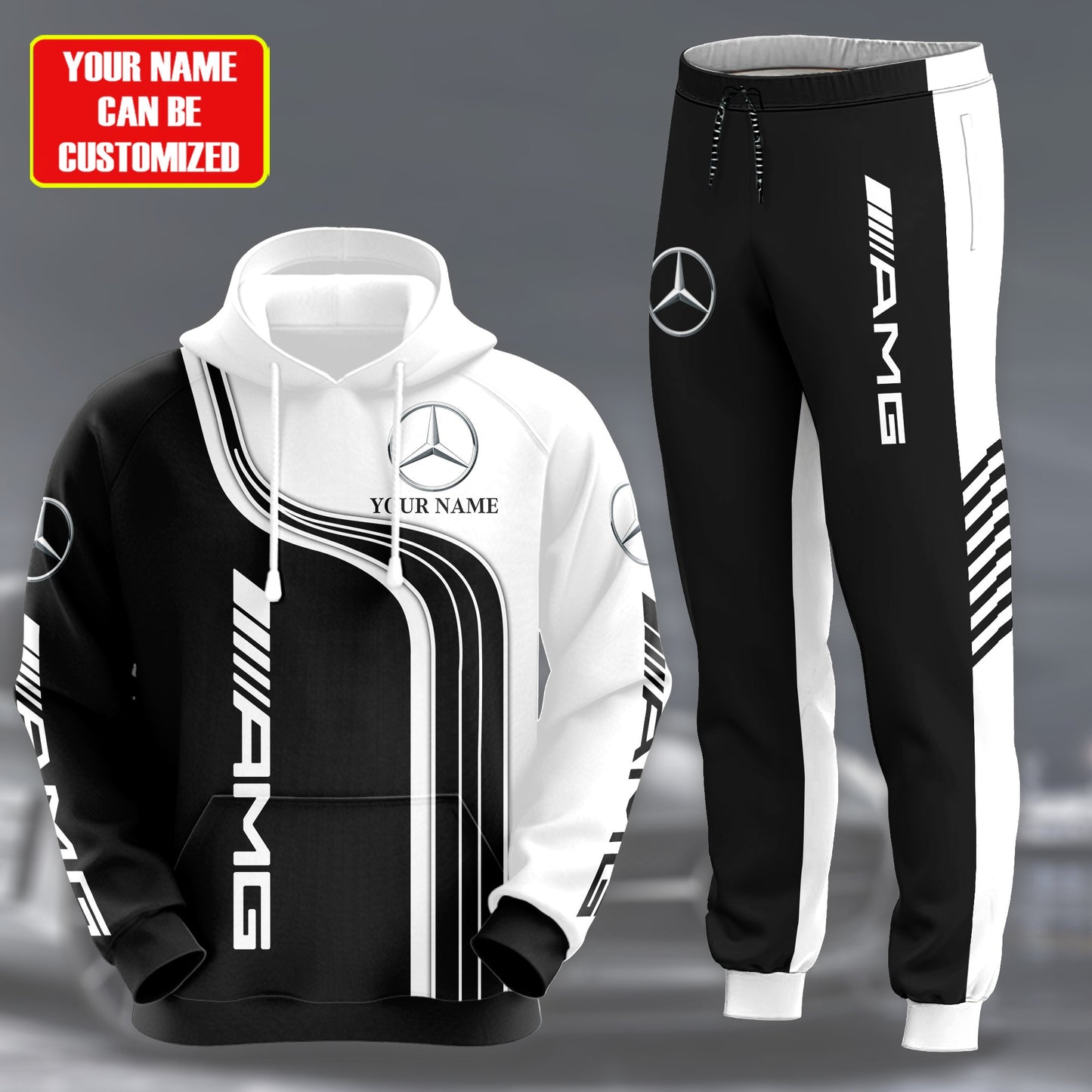 Personalized Merc AMG 3D All over Printed Hoodie and Sweatpants set V6