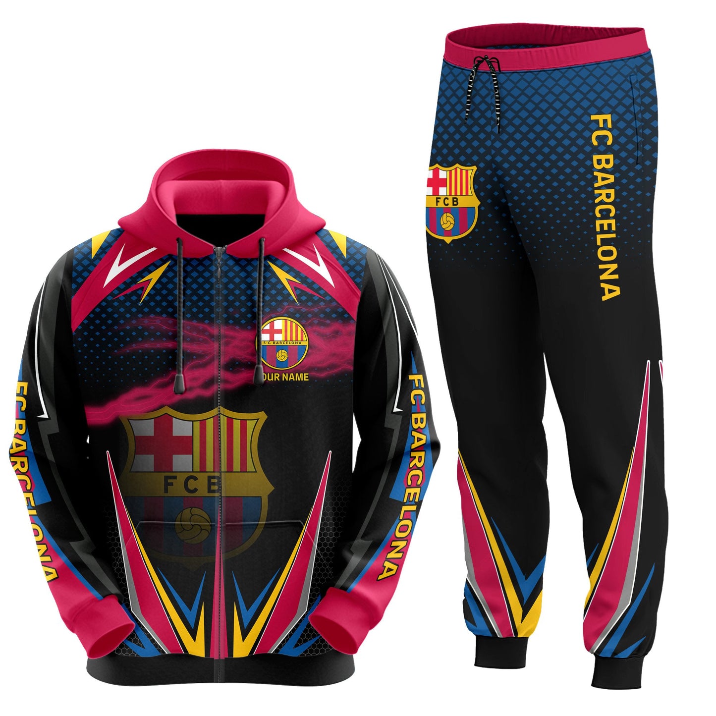 Personalized Barça Q9 3D All over Printed Hoodie and Sweatpants set