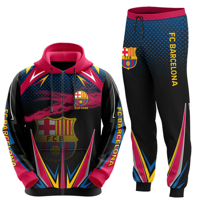 Personalized Barça Q9 3D All over Printed Hoodie and Sweatpants set