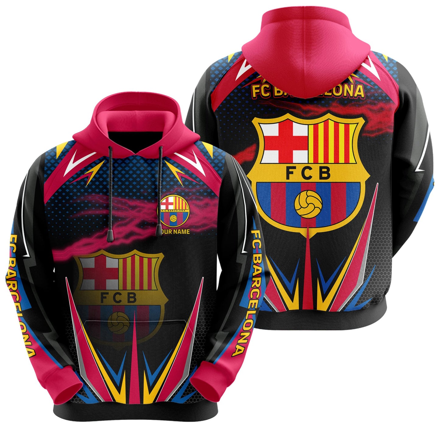 Personalized Barça Q9 3D All over Printed Hoodie and Sweatpants set
