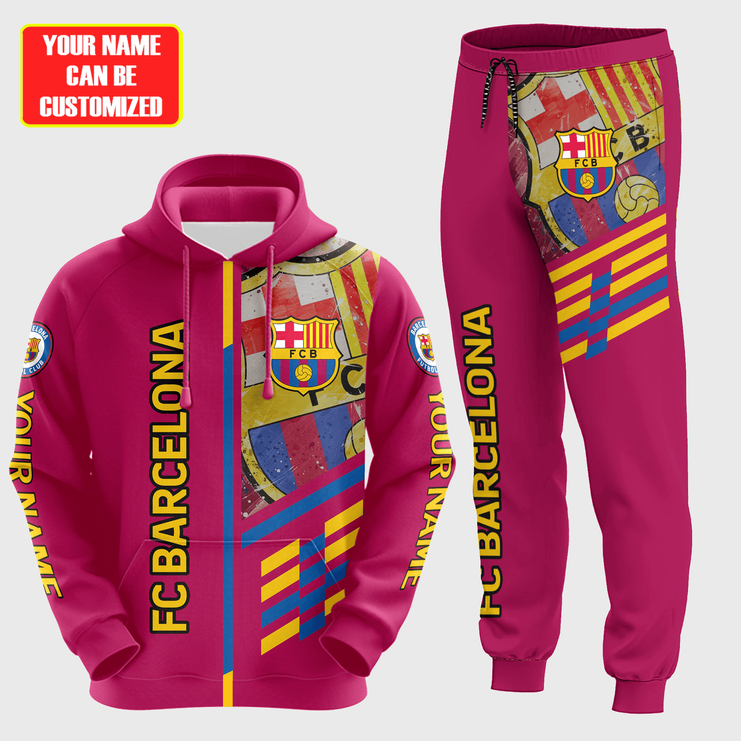 Personalized Barça Q10 3D All over Printed Hoodie and Sweatpants set