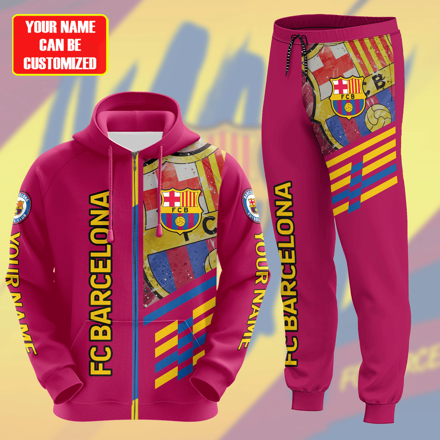 Personalized Barça Q10 3D All over Printed Hoodie and Sweatpants set