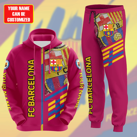 Personalized Barça Q10 3D All over Printed Hoodie and Sweatpants set