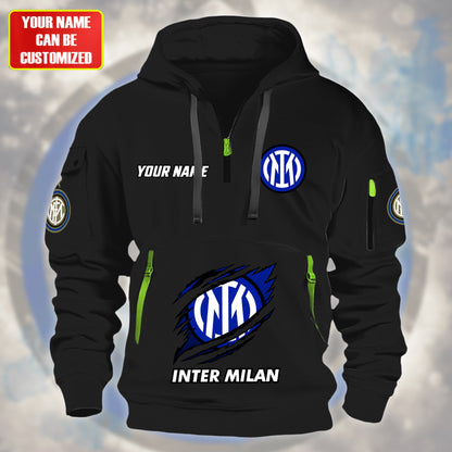 Personalized Inter Milan Tear Zip-Hoodie Cotton Jacket