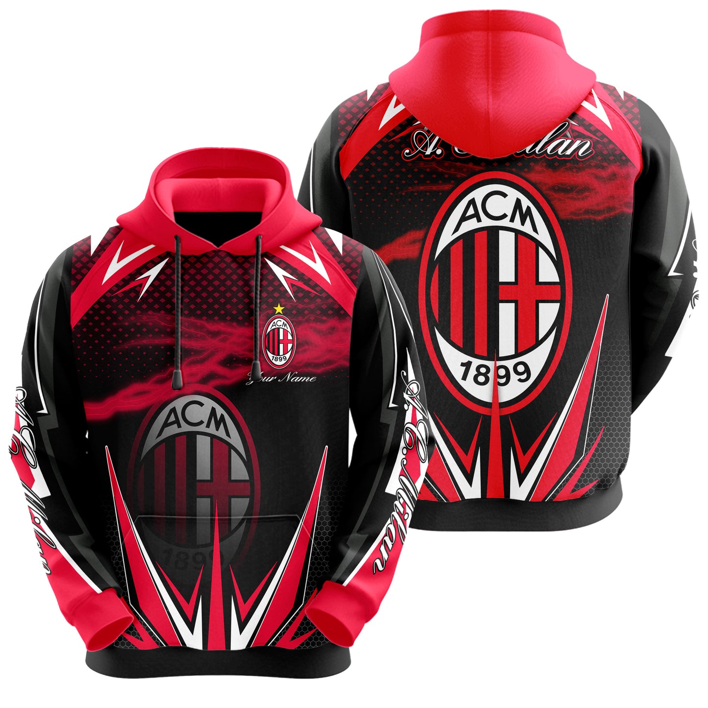 Personalized AC Milan Q5 3D All over Printed Hoodie and Sweatpants set