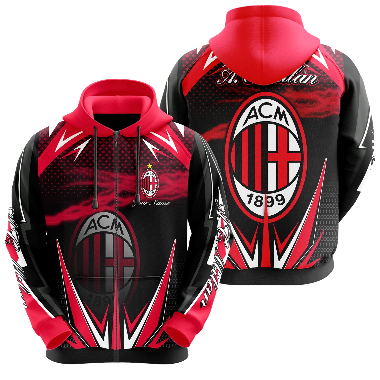 Personalized AC Milan Q5 3D All over Printed Hoodie and Sweatpants set