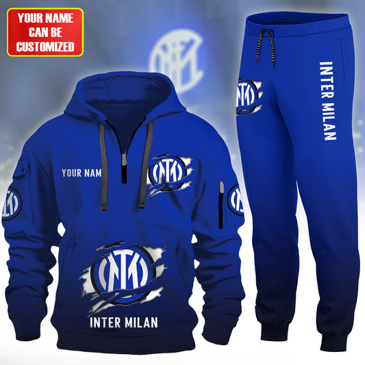 Personalized Inter Milan Tear 3D Cotton Hoodie and Sweatpants set