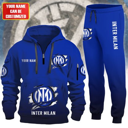 Personalized Inter Milan Tear 3D Cotton Hoodie and Sweatpants set