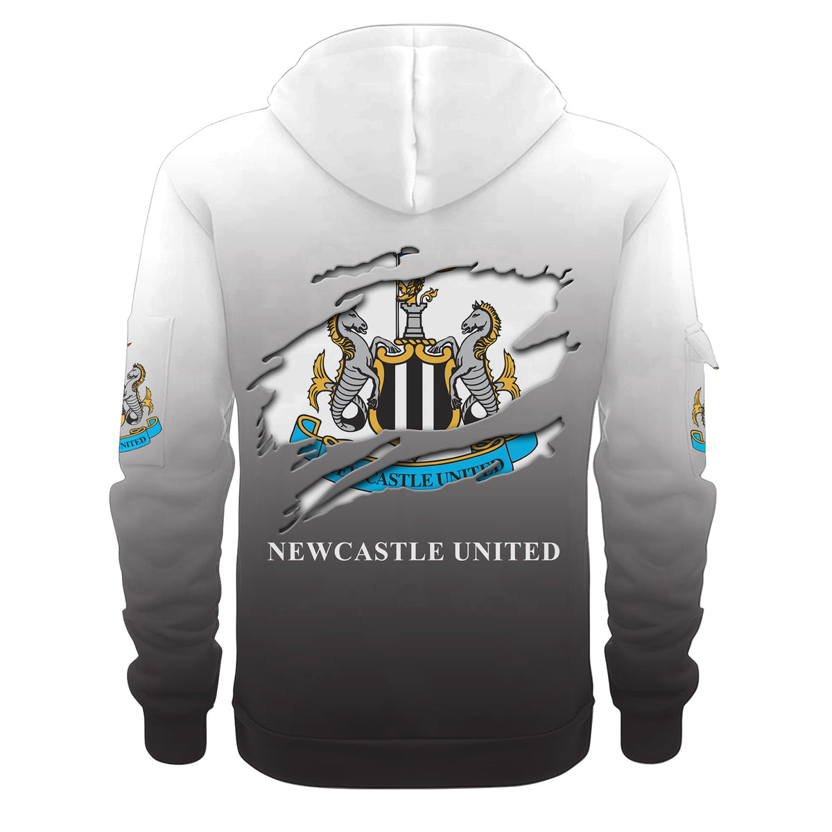 Personalized Newcastle United Tear 3D Cotton Hoodie and Sweatpants set