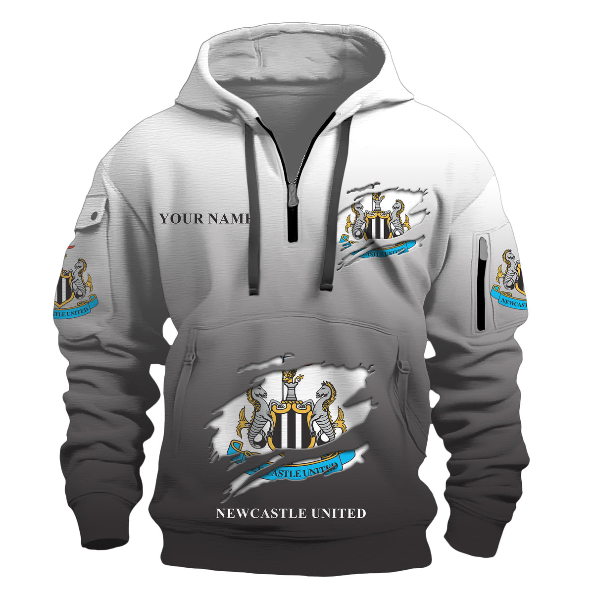 Personalized Newcastle United Tear 3D Cotton Hoodie and Sweatpants set