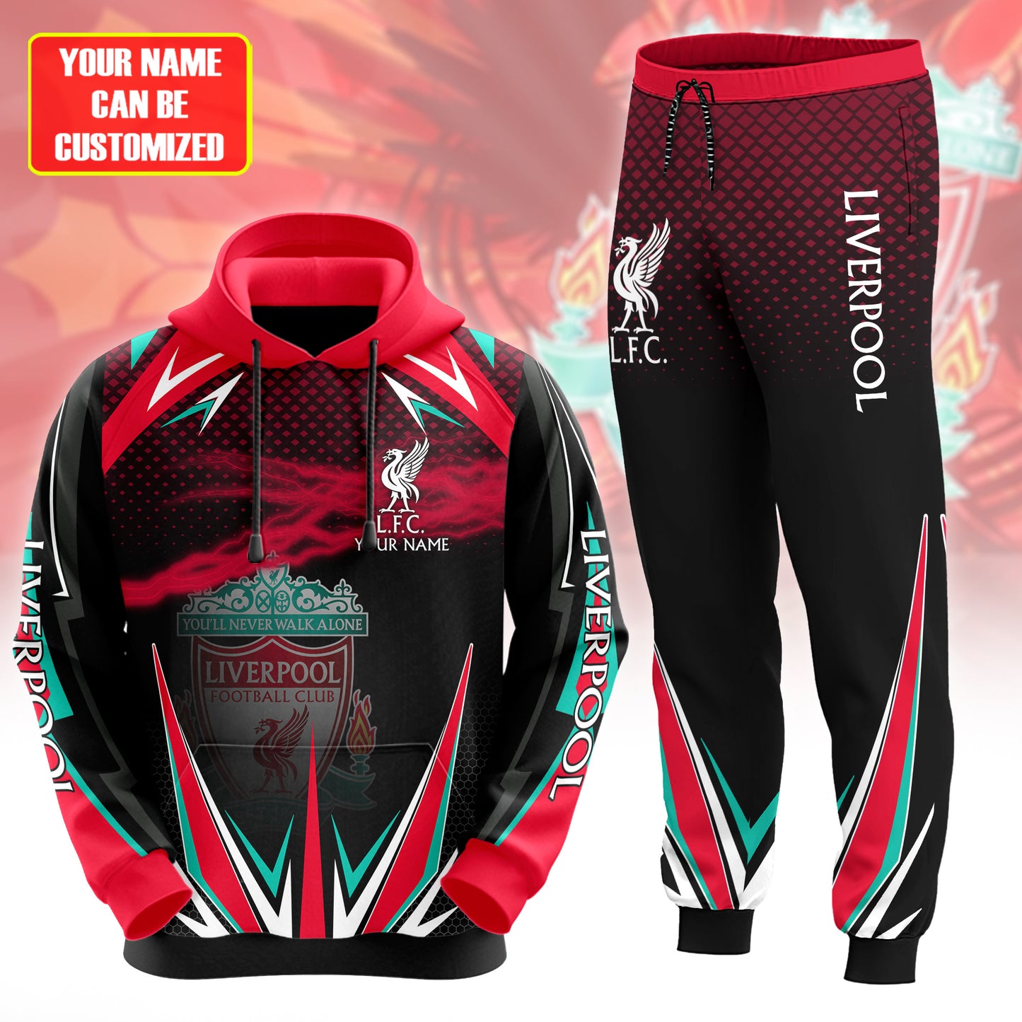 Personalized Liverpool 3D All over Printed Hoodie and Sweatpants set V8