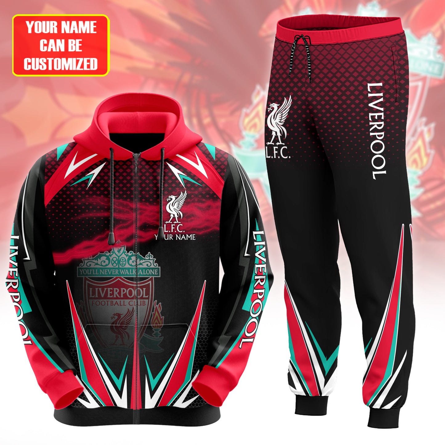 Personalized Liverpool 3D All over Printed Hoodie and Sweatpants set V8