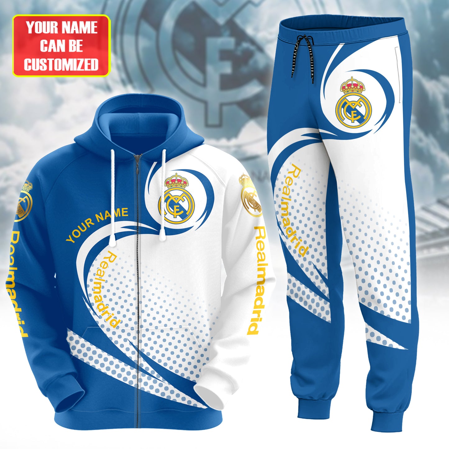 Personalized Real Madrid Q17 3D All over Printed Hoodie and Sweatpants set