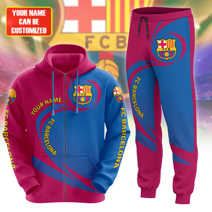 Personalized Barça Q11 3D All over Printed Hoodie and Sweatpants set