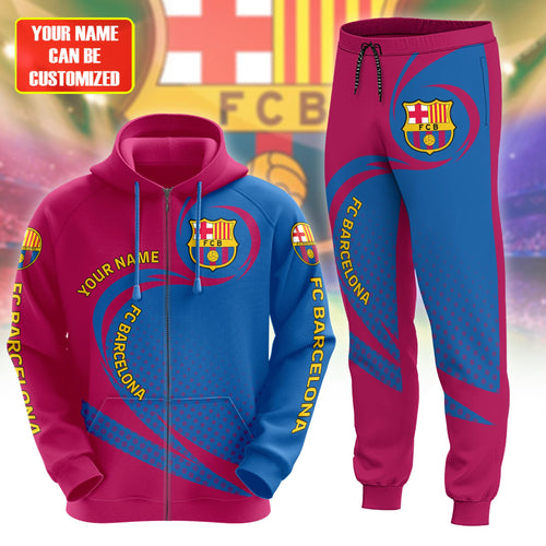 Personalized Barça Q11 3D All over Printed Hoodie and Sweatpants set