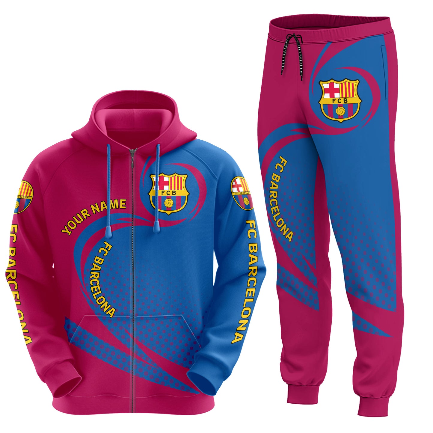 Personalized Barça Q11 3D All over Printed Hoodie and Sweatpants set