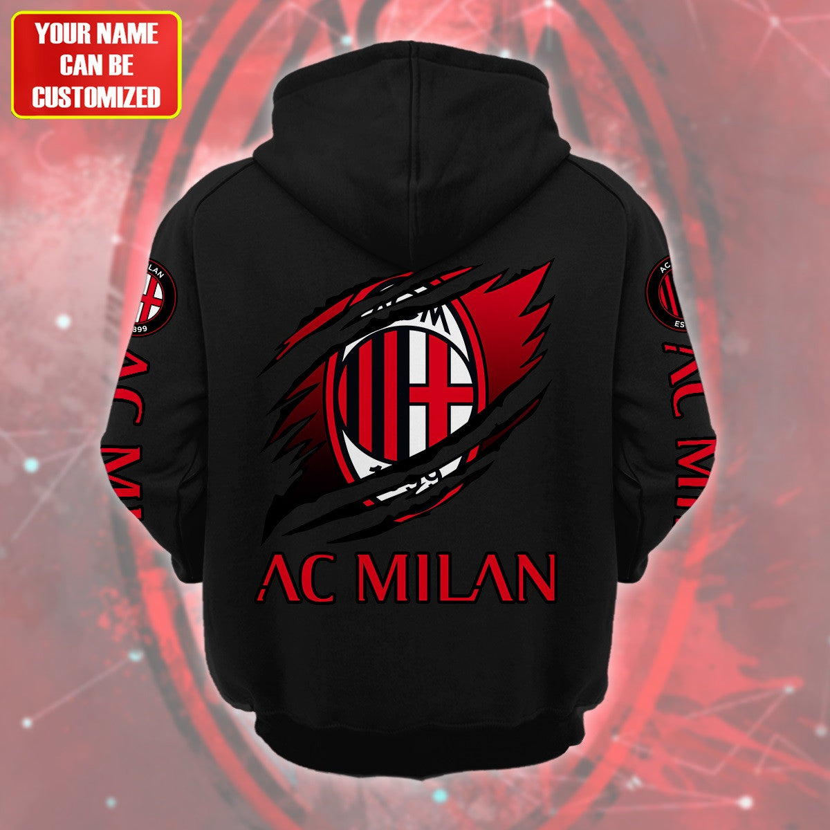 Personalized AC Milan Tear Retro Cotton Hoodie
