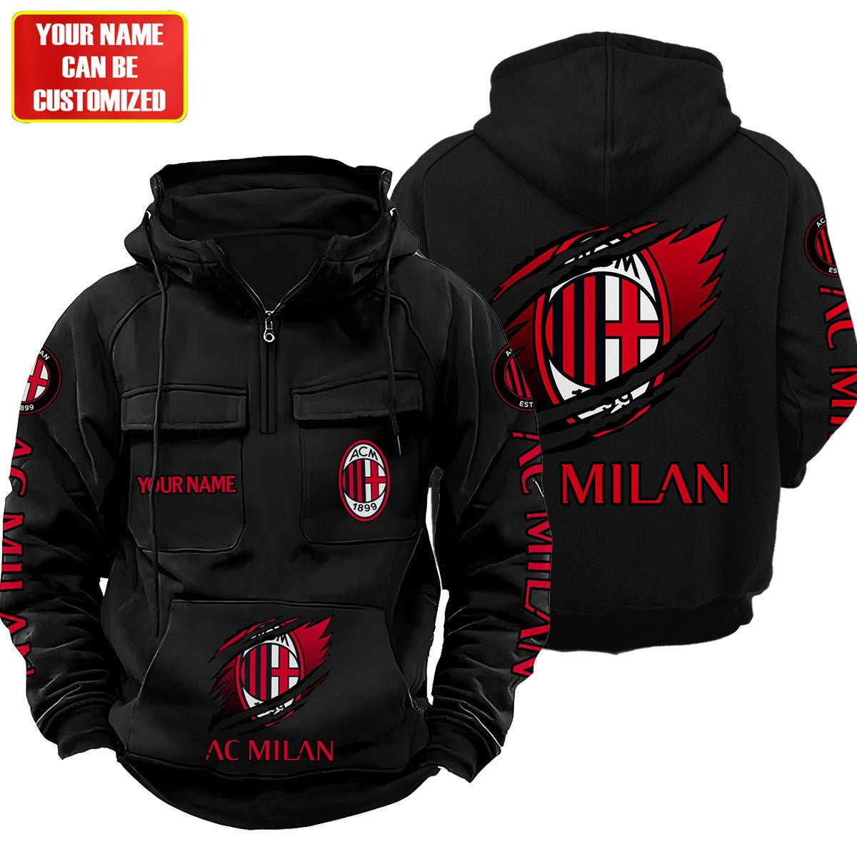 Personalized AC Milan Tear Retro Cotton Hoodie