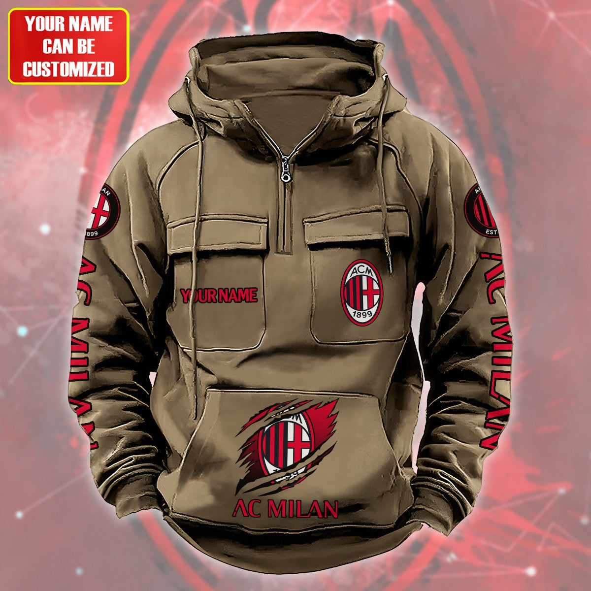 Personalized AC Milan Tear Retro Cotton Hoodie