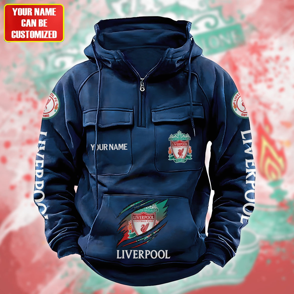 Personalized Liverpool Tear Retro Cotton Hoodie