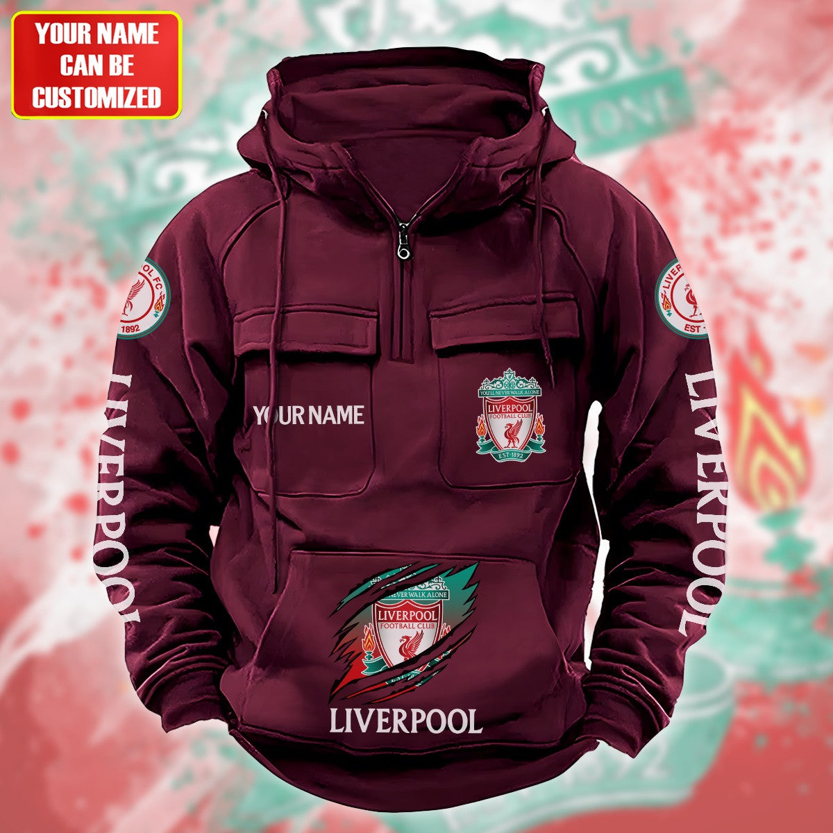 Personalized Liverpool Tear Retro Cotton Hoodie