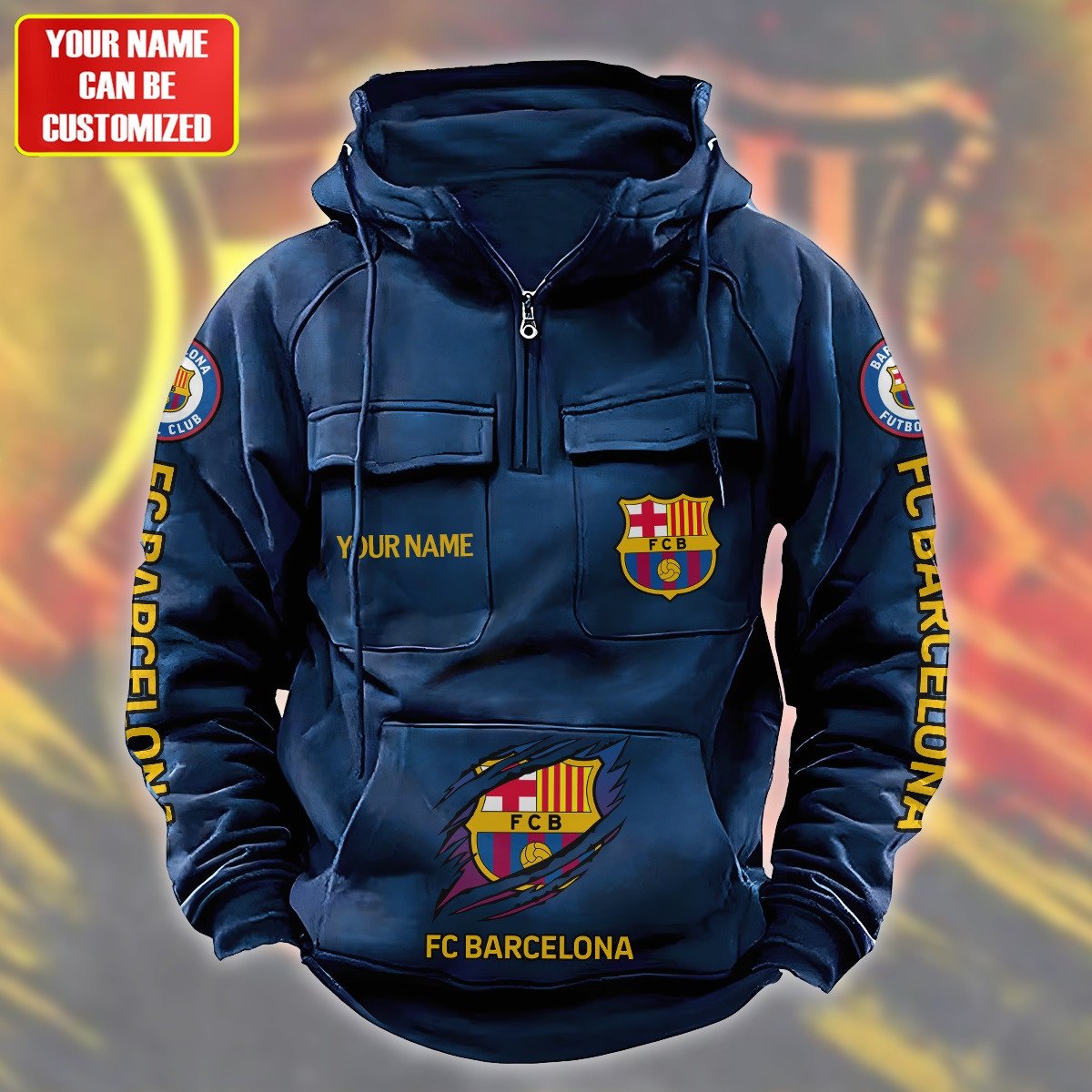 Personalized Barcelona Tear Retro Cotton Hoodie