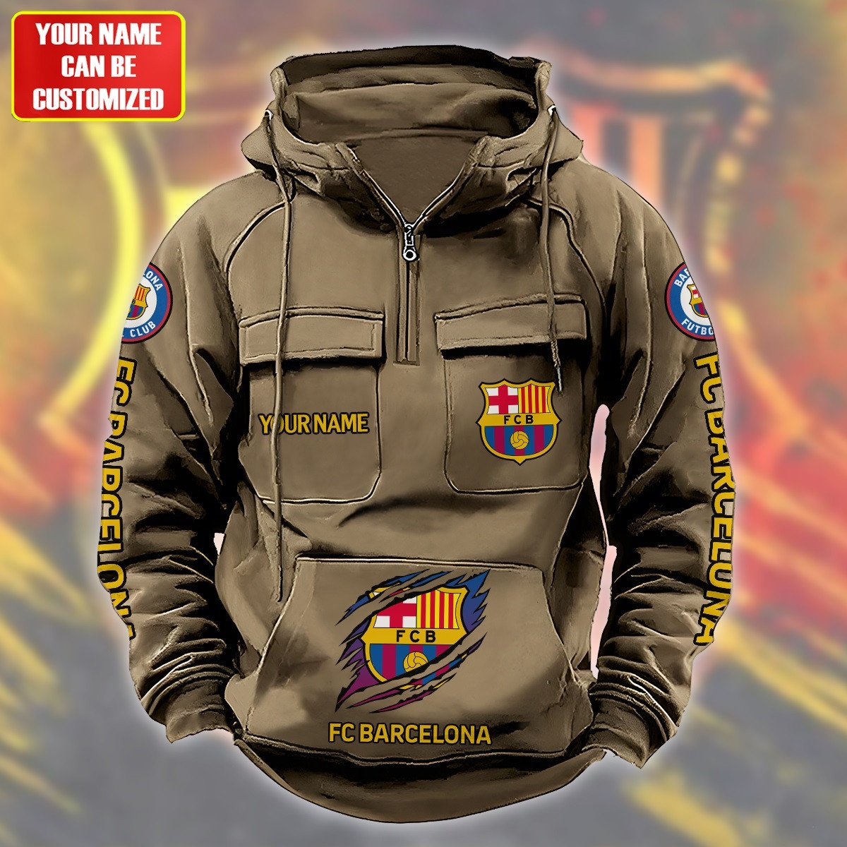 Personalized Barcelona Tear Retro Cotton Hoodie