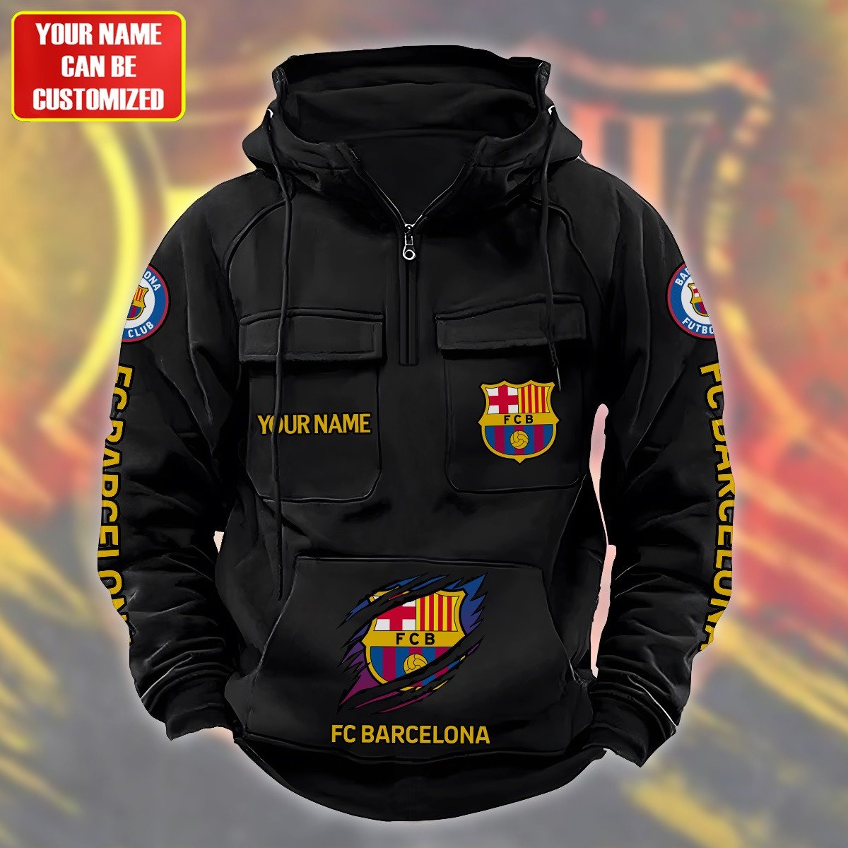 Personalized Barcelona Tear Retro Cotton Hoodie
