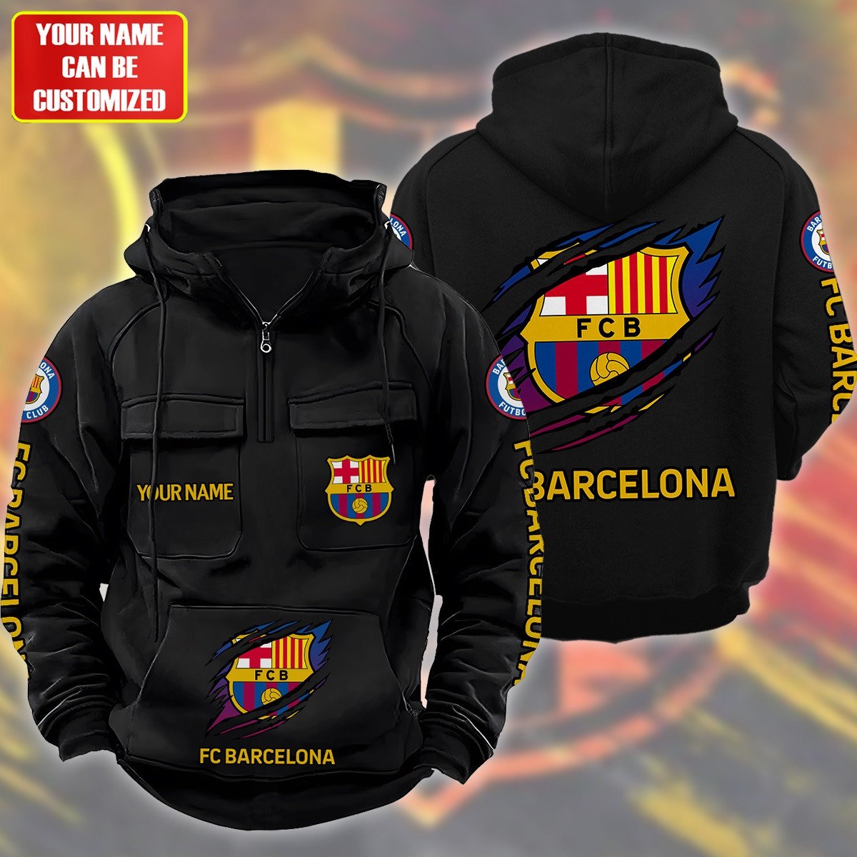 Personalized Barcelona Tear Retro Cotton Hoodie