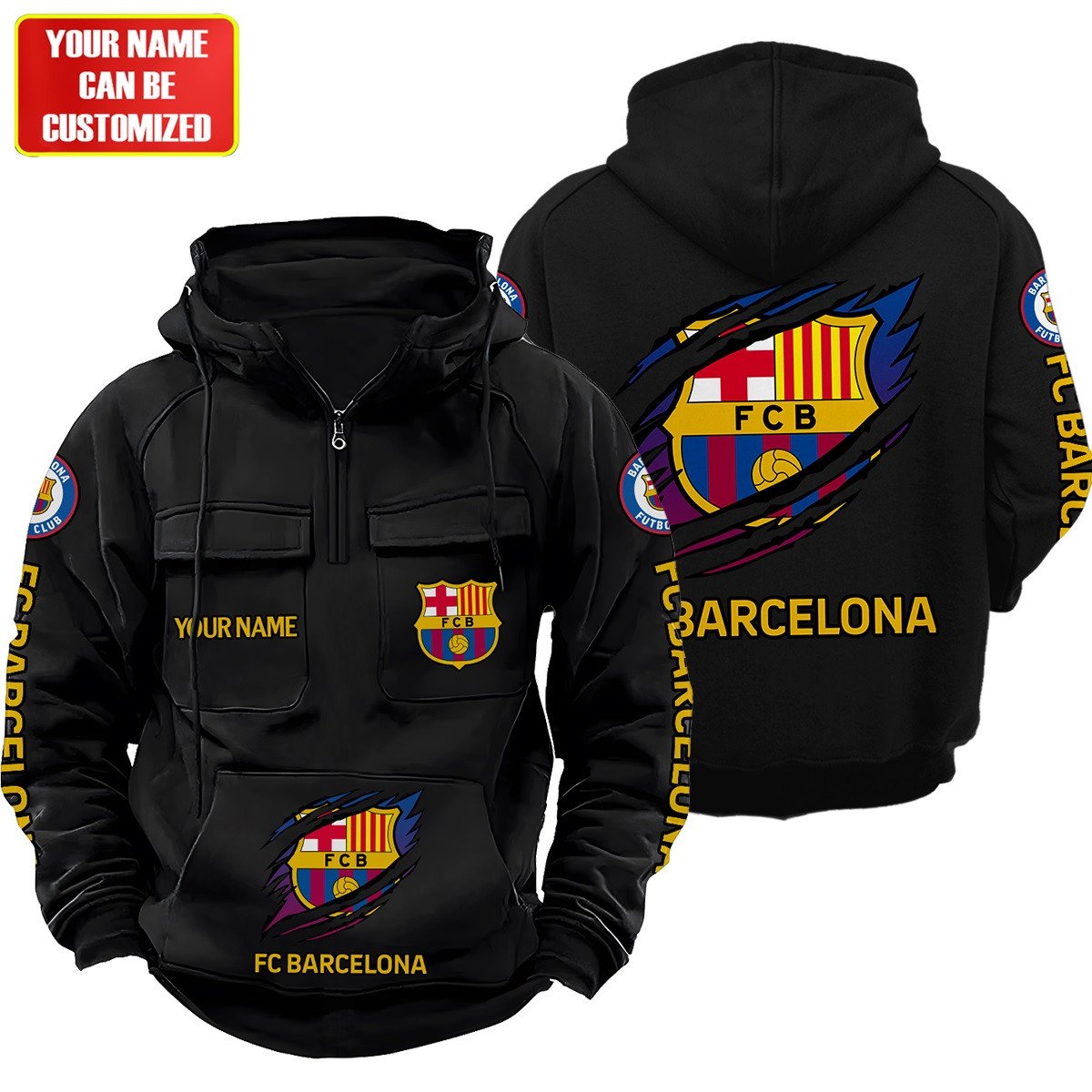Personalized Barcelona Tear Retro Cotton Hoodie
