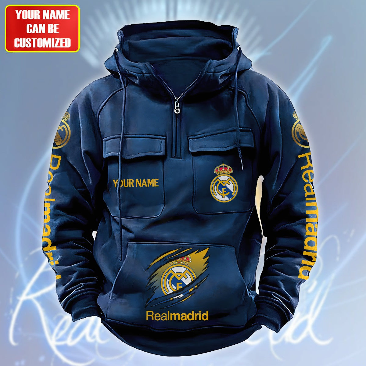 Personalized Real Madrid Tear Retro Cotton Hoodie