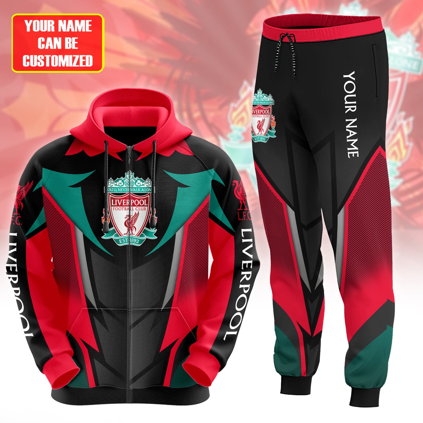 Personalized Liverpool 3D All over Printed Hoodie and Sweatpants set V9