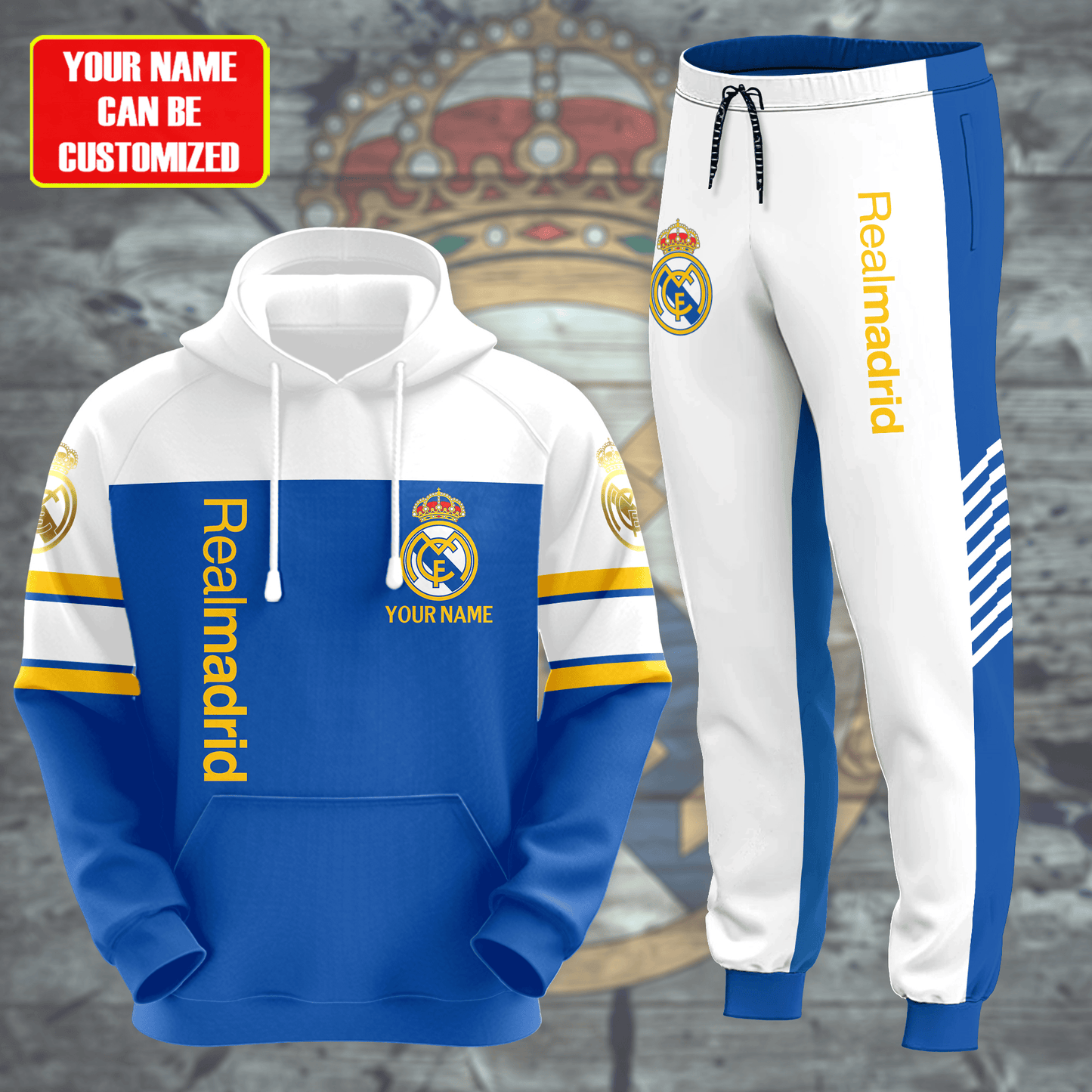 Personalized Real Madrid 3D All over Printed Hoodie and Sweatpants set V7
