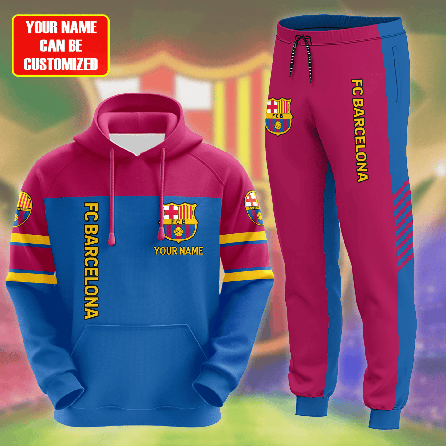 Personalized Barcelona 3D All over Printed Hoodie and Sweatpants set V8