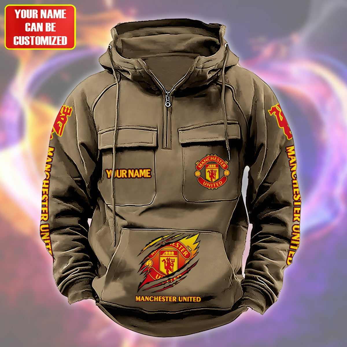 Personalized Manchester United Tear Retro Cotton Hoodie