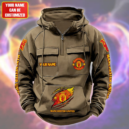 Personalized Manchester United Tear Retro Cotton Hoodie