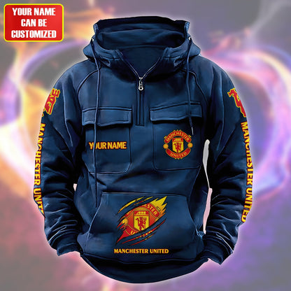 Personalized Manchester United Tear Retro Cotton Hoodie