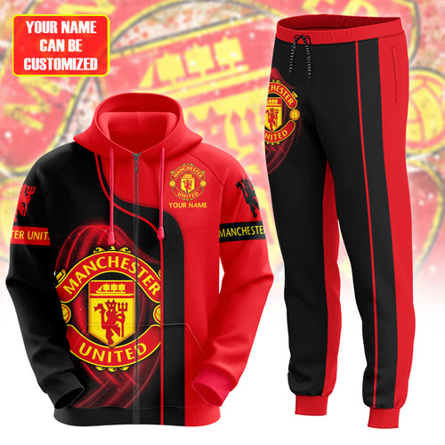 Personalized Manchester United 3D All over Printed Hoodie and Sweatpants set V3