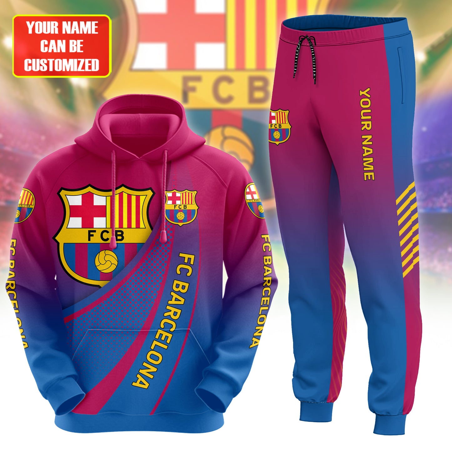 Personalized Barcelona 3D All over Printed Hoodie and Sweatpants set V9